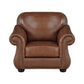 Boro 40 Inch Accent Chair Brown Top Grain and Faux Leather Solid Wood By Casagear Home BM315510