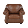 Boro 40 Inch Accent Chair Brown Top Grain and Faux Leather Solid Wood By Casagear Home BM315510