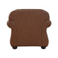 Boro 40 Inch Accent Chair Brown Top Grain and Faux Leather Solid Wood By Casagear Home BM315510