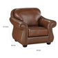 Boro 40 Inch Accent Chair Brown Top Grain and Faux Leather Solid Wood By Casagear Home BM315510