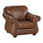 Boro 40 Inch Accent Chair Brown Top Grain and Faux Leather Solid Wood By Casagear Home BM315510