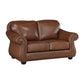 Boro 64 Inch Loveseat Rich Brown Top Grain and Faux Leather Solid Wood By Casagear Home BM315511