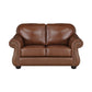 Boro 64 Inch Loveseat Rich Brown Top Grain and Faux Leather Solid Wood By Casagear Home BM315511