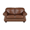 Boro 64 Inch Loveseat Rich Brown Top Grain and Faux Leather Solid Wood By Casagear Home BM315511