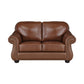 Boro 64 Inch Loveseat Rich Brown Top Grain and Faux Leather Solid Wood By Casagear Home BM315511