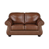 Boro 64 Inch Loveseat Rich Brown Top Grain and Faux Leather Solid Wood By Casagear Home BM315511