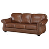 Boro 85 Inch Sofa Rich Brown Top Grain and Faux Leather Solid Wood By Casagear Home BM315512