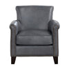 Tria 35 Inch Accent Chair Gray Top Grain and Split Leather Solid Wood By Casagear Home BM315514