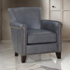 Tria 35 Inch Accent Chair Gray Top Grain and Split Leather Solid Wood By Casagear Home BM315514