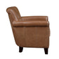 Tria 35 Inch Accent Chair Brown Top Grain and Split Leather Solid Wood By Casagear Home BM315515