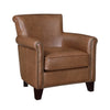 Tria 35 Inch Accent Chair Brown Top Grain and Split Leather Solid Wood By Casagear Home BM315515