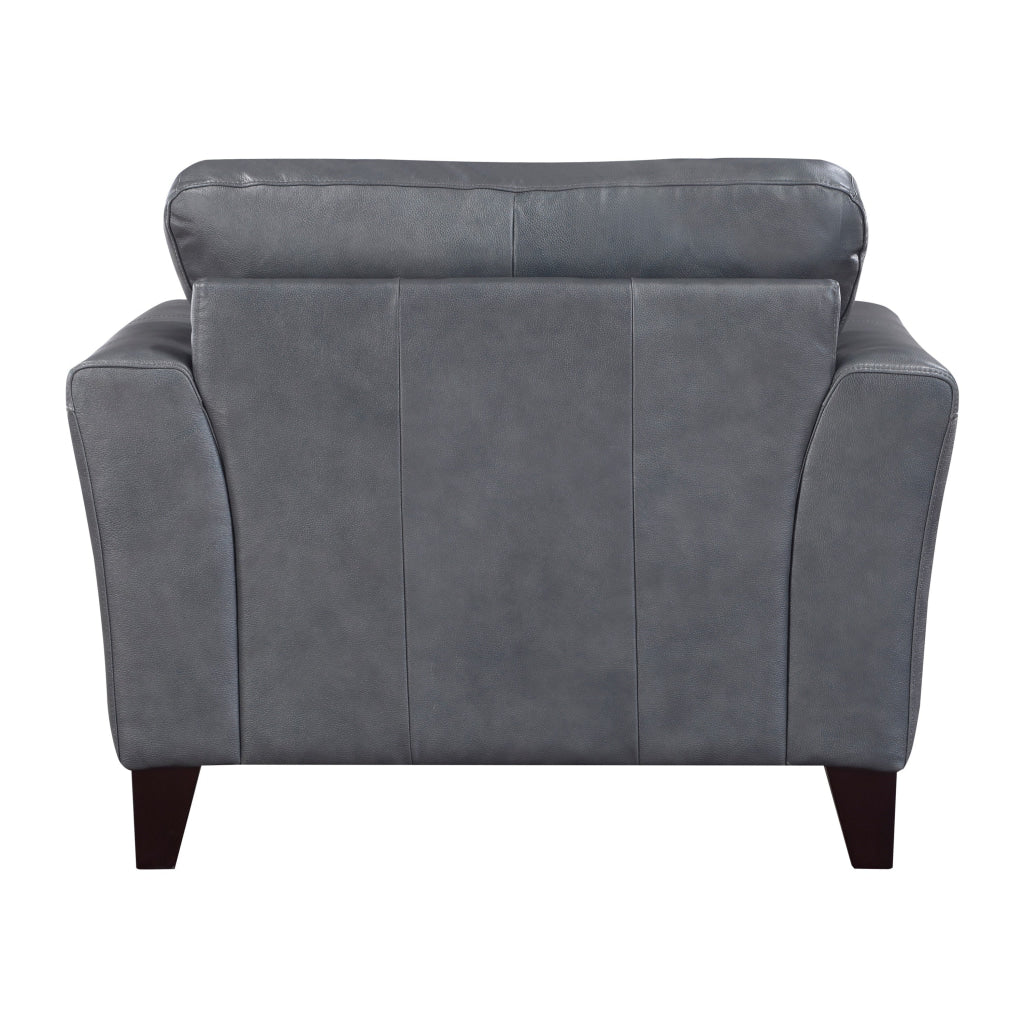 Lisa 38 Inch Accent Chair Gray Top Grain and Split Leather Solid Wood By Casagear Home BM315517