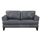 Lisa 71 Inch Loveseat Gray Top Grain and Split Leather Brown Solid Wood By Casagear Home BM315518