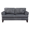 Lisa 71 Inch Loveseat Gray Top Grain and Split Leather Brown Solid Wood By Casagear Home BM315518