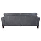 Lisa 88 Inch Sofa Gray Top Grain and Split Leather Brown Solid Wood By Casagear Home BM315519