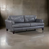 Lisa 88 Inch Sofa Gray Top Grain and Split Leather Brown Solid Wood By Casagear Home BM315519