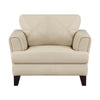 Lisa 38 Inch Accent Chair Cream Top Grain and Split Leather Solid Wood By Casagear Home BM315520