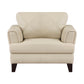 Lisa 38 Inch Accent Chair Cream Top Grain and Split Leather Solid Wood By Casagear Home BM315520