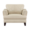 Lisa 38 Inch Accent Chair Cream Top Grain and Split Leather Solid Wood By Casagear Home BM315520