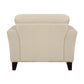 Lisa 38 Inch Accent Chair Cream Top Grain and Split Leather Solid Wood By Casagear Home BM315520