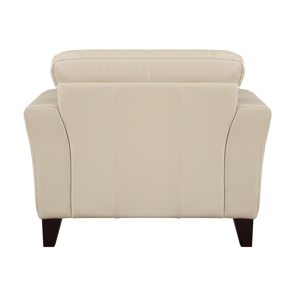 Lisa 38 Inch Accent Chair Cream Top Grain and Split Leather Solid Wood By Casagear Home BM315520