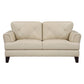 Lisa 71 Inch Loveseat Cream Top Grain and Split Leather Brown Solid Wood By Casagear Home BM315521