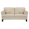 Lisa 71 Inch Loveseat Cream Top Grain and Split Leather Brown Solid Wood By Casagear Home BM315521