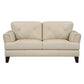 Lisa 71 Inch Loveseat Cream Top Grain and Split Leather Brown Solid Wood By Casagear Home BM315521