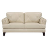 Lisa 71 Inch Loveseat Cream Top Grain and Split Leather Brown Solid Wood By Casagear Home BM315521