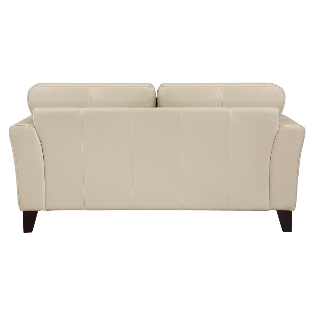 Lisa 71 Inch Loveseat Cream Top Grain and Split Leather Brown Solid Wood By Casagear Home BM315521