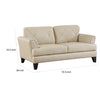 Lisa 71 Inch Loveseat Cream Top Grain and Split Leather Brown Solid Wood By Casagear Home BM315521