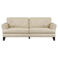 Lisa 88 Inch Sofa Cream Top Grain and Split Leather Brown Solid Wood By Casagear Home BM315522