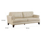 Lisa 88 Inch Sofa Cream Top Grain and Split Leather Brown Solid Wood By Casagear Home BM315522