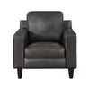 Richie 39 Inch Accent Chair Gray Top Grain and Faux Leather Solid Wood By Casagear Home BM315524