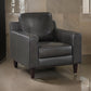 Richie 39 Inch Accent Chair Gray Top Grain and Faux Leather Solid Wood By Casagear Home BM315524