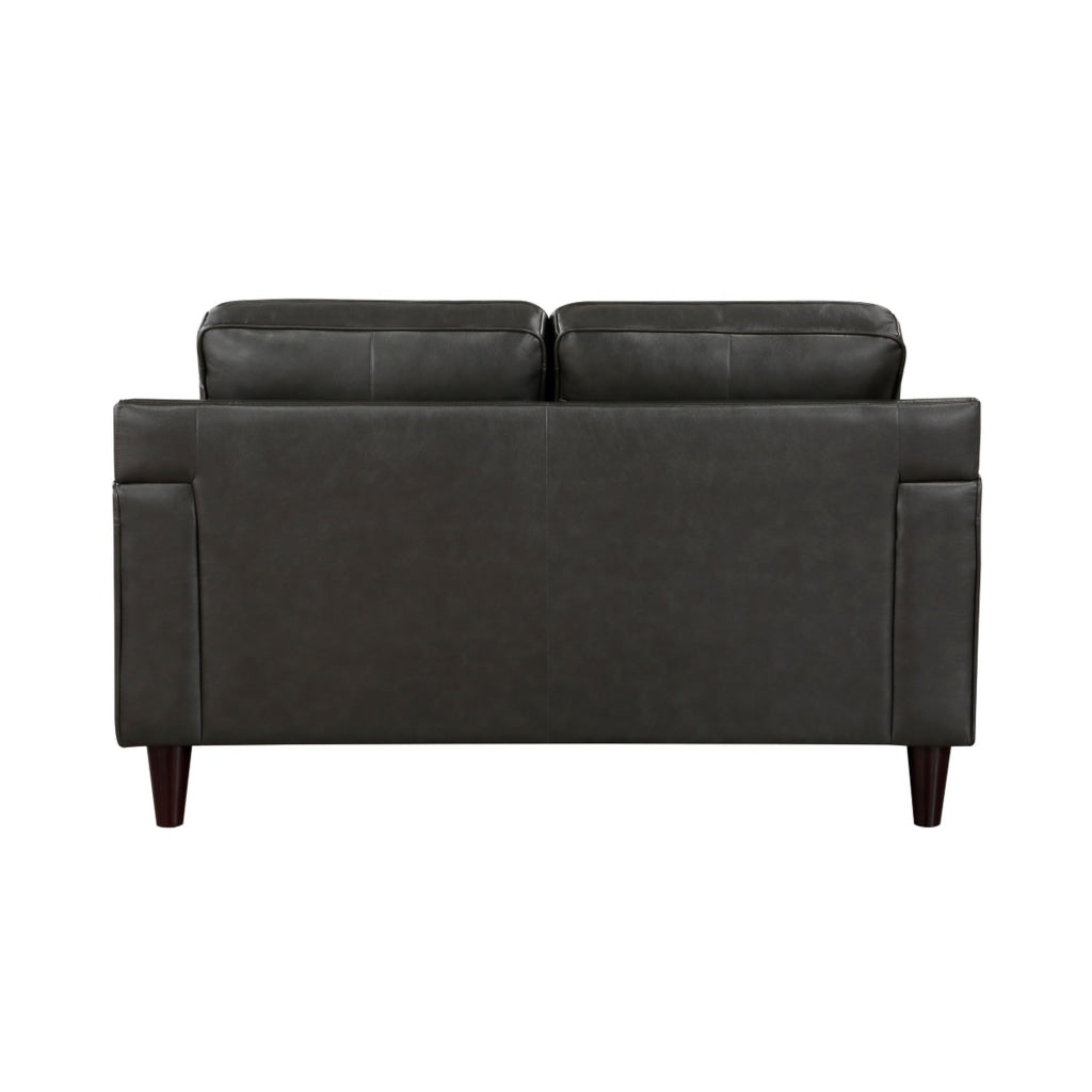 Richie 60 Inch Loveseat Gray Top Grain and Faux Leather Solid Wood By Casagear Home BM315525