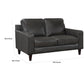 Richie 60 Inch Loveseat Gray Top Grain and Faux Leather Solid Wood By Casagear Home BM315525