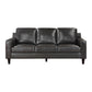 Richie 83 Inch Sofa Gray Top Grain and Faux Leather Brown Solid Wood By Casagear Home BM315526