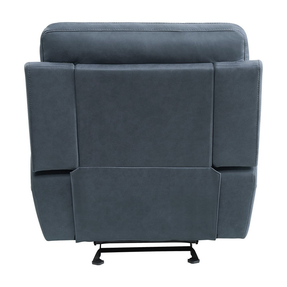 Clif 38 Inch Manual Glider Reclining Accent Chair Blue Microfiber Wood By Casagear Home BM315527