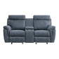 Clif 76 Inch Manual Glider Reclining Loveseat, Solid Wood, Blue Microfiber By Casagear Home