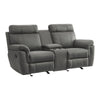 Clif 76 Inch Manual Glider Reclining Loveseat, Solid Wood, Gray Microfiber By Casagear Home