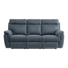 Cliff 85 Inch Manual Reclining Sofa Blue Microfiber Solid Wood Metal By Casagear Home BM315530