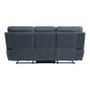 Cliff 85 Inch Manual Reclining Sofa Blue Microfiber Solid Wood Metal By Casagear Home BM315530