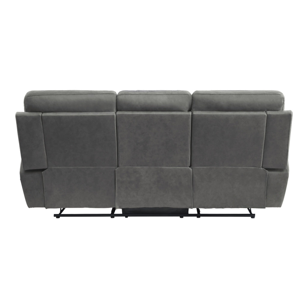 Cliff 84 Inch Manual Reclining Sofa Gray Microfiber Solid Wood Metal By Casagear Home BM315531