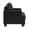 Sina 37 Inch Accent Chair Black Faux Leather Button Tufted Solid Wood By Casagear Home BM315532