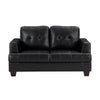 Sina 64 Inch Loveseat Button Tufted Black Faux Leather and Solid Wood By Casagear Home BM315534