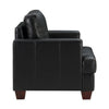 Sina 64 Inch Loveseat Button Tufted Black Faux Leather and Solid Wood By Casagear Home BM315534