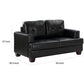 Sina 64 Inch Loveseat Button Tufted Black Faux Leather and Solid Wood By Casagear Home BM315534