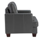 Sina 64 Inch Loveseat Button Tufted Gray Faux Leather and Solid Wood By Casagear Home BM315535