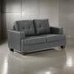 Sina 64 Inch Loveseat, Button Tufted Gray Faux Leather and Solid Wood By Casagear Home